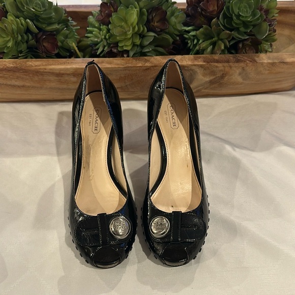 Coach Shoes - Coach Hanna black peeptoe shoes‎ high heels sandals size 7